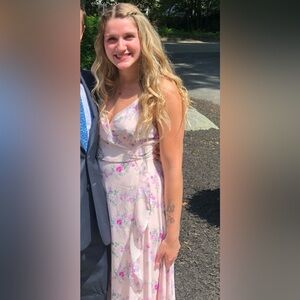 Lulus Floral Pink Maxi Dress (Size Medium)